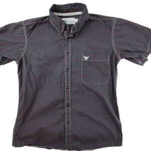 Cowboy Hardware Shirt Men's S Black Geometric Print Embroidered Longhorn Button